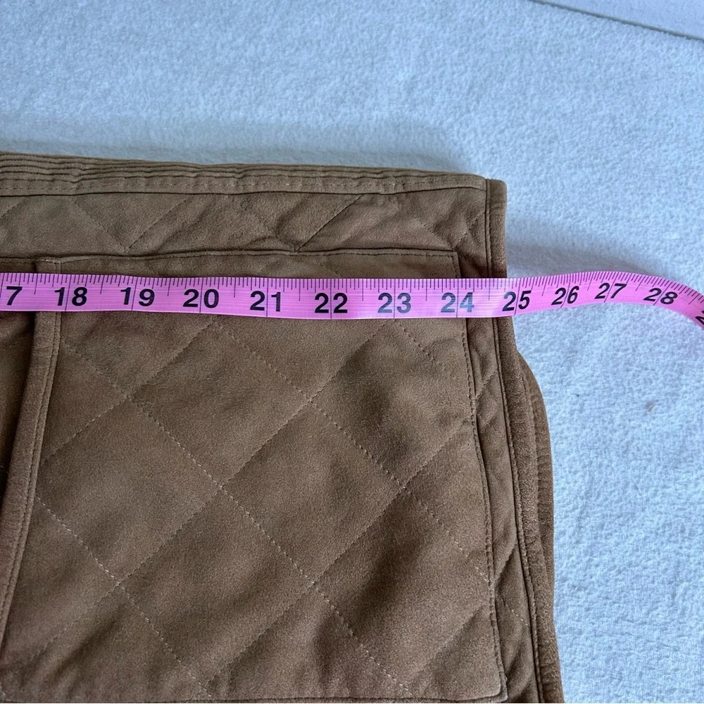 Polo Ralph Lauren Racquet Club Multi Pocket‎ Leather Vest Lined Quilted Tan XL